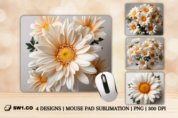 Download 3D White Daisy Mouse Pad Sublimation PNG - Premium Resources