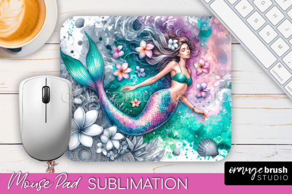 Download Watercolor Mermaid Mouse Pad Sublimation - Premium Bundle