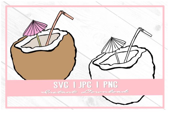 Download Tropical Coconut Cocktail Drink Doodle - Coconut cocktail Collection