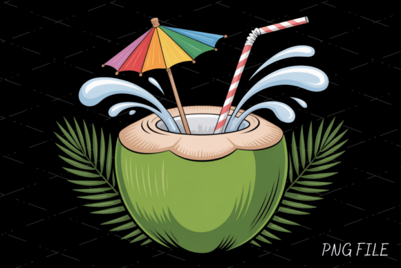 Download Tropical Summer Coconut Cocktail PNG - Coconut cocktail Collection